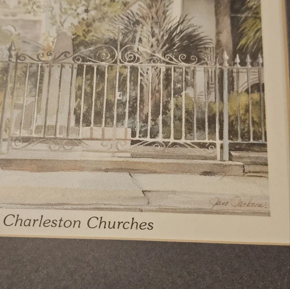 Framed and Matted Charleston, SC Watercolor Prints in Gold Frames - Picture 4 of 6